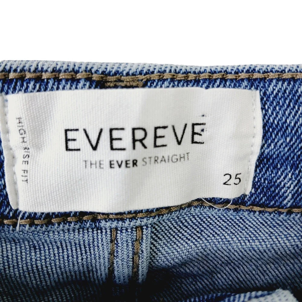EVEREVE SZ 25 The Ever Straight High Rise Jeans Distressed Knee
